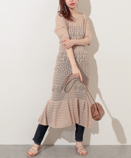 セール Web限定 レトロ柄透かしワンピース ワンピース Natural Couture ナチュラルクチュール のファッション通販 Zozotown