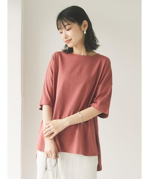 CRAFT STANDARD BOUTIQUE（クラフトスタンダードブティック）の「ラウンドテール半袖カットプルオーバー　＊（Tシャツ/カットソー・レディース・ベージュ/ネイビー/オフホワイト/ピンク/ライトイエロー・M/L）」の16枚目の写真