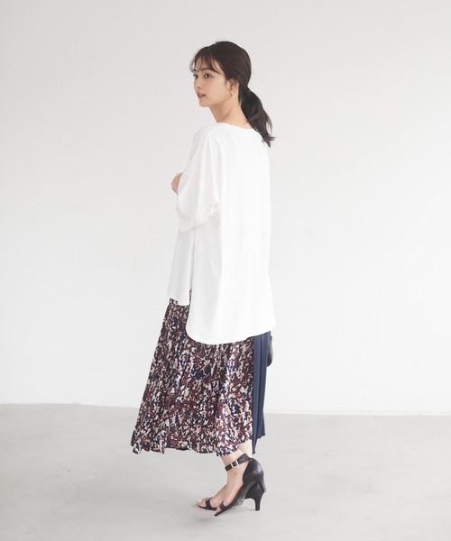 CRAFT STANDARD BOUTIQUE（クラフトスタンダードブティック）の「ラウンドテール半袖カットプルオーバー　＊（Tシャツ/カットソー・レディース・ベージュ/ネイビー/オフホワイト/ピンク/ライトイエロー・M/L）」の7枚目の写真