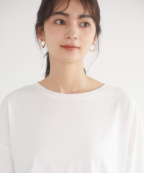 CRAFT STANDARD BOUTIQUE（クラフトスタンダードブティック）の「ラウンドテール半袖カットプルオーバー　＊（Tシャツ/カットソー・レディース・ベージュ/ネイビー/オフホワイト/ピンク/ライトイエロー・M/L）」の10枚目の写真