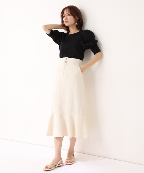 one after another NICE CLAUP（ワンアフターアナザーナイスクラップ）の「バックリボンメローテレコトップス（Tシャツ/カットソー・レディース・ブラック/ベージュ/オフホワイト/ミント・FREE）」の10枚目の写真