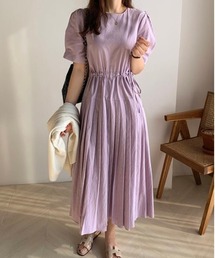 DAIS-Y | 【低身長さんおすすめ】プリーツ切り替え パフスリーブミディワンピース(ワンピース)