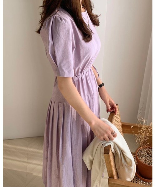 DAIS-Y（デイジー）の「【低身長さんおすすめ】プリーツ切り替え パフスリーブミディワンピース（ワンピース・レディース・ベージュ/アイボリー/ラベンダー・FREE）」の8枚目の写真