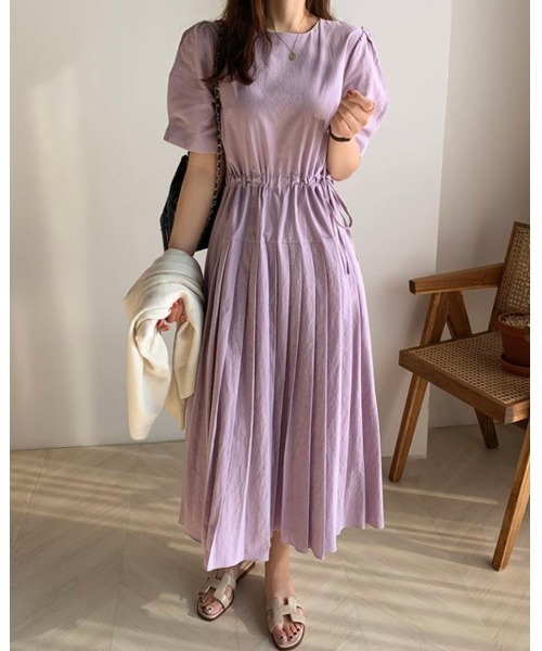 DAIS-Y（デイジー）の「【低身長さんおすすめ】プリーツ切り替え パフスリーブミディワンピース（ワンピース・レディース・ベージュ/アイボリー/ラベンダー・FREE）」の9枚目の写真