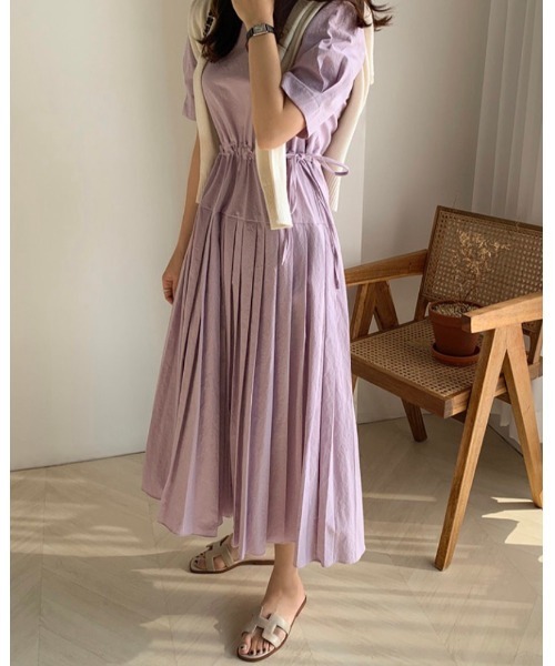 DAIS-Y（デイジー）の「【低身長さんおすすめ】プリーツ切り替え パフスリーブミディワンピース（ワンピース・レディース・ベージュ/アイボリー/ラベンダー・FREE）」の10枚目の写真