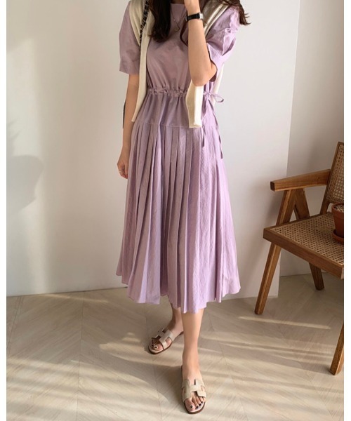 DAIS-Y（デイジー）の「【低身長さんおすすめ】プリーツ切り替え パフスリーブミディワンピース（ワンピース・レディース・ベージュ/アイボリー/ラベンダー・FREE）」の11枚目の写真