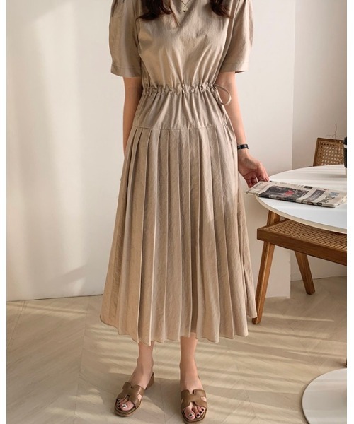 DAIS-Y（デイジー）の「【低身長さんおすすめ】プリーツ切り替え パフスリーブミディワンピース（ワンピース・レディース・ベージュ/アイボリー/ラベンダー・FREE）」の13枚目の写真