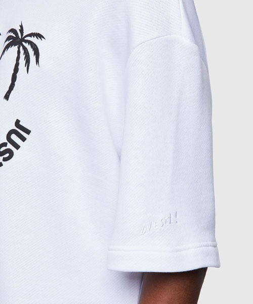 DIESEL（ディーゼル）の「メンズ スウェット 半袖 グラフィック BCI サステナブル（スウェット・メンズ・ホワイト/ブラック・X-SMALL/LARGE/SMALL/MEDIUM/XX-LARGE/X-LARGE）」の5枚目の写真