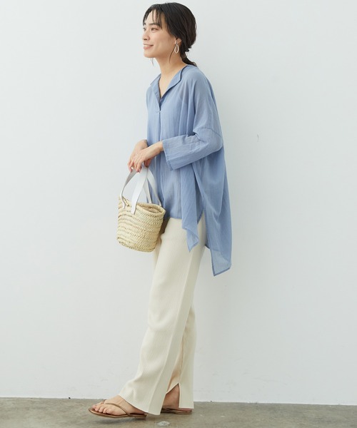 SALON adam et rope'（サロン アダム エ ロペ）の「リブリラックスパンツ［MEDI Veil］【抗菌・消臭・UVケア】（その他パンツ・レディース・ベージュ/カーキ/ライトグリーン・FREE）」の7枚目の写真