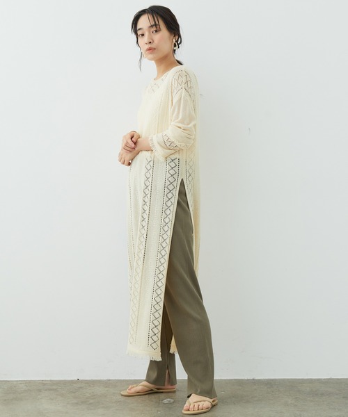 SALON adam et rope'（サロン アダム エ ロペ）の「リブリラックスパンツ［MEDI Veil］【抗菌・消臭・UVケア】（その他パンツ・レディース・ベージュ/カーキ/ライトグリーン・FREE）」の6枚目の写真