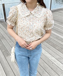 花柄コットンレースフリルブラウス【ZOZOTOWN限定アイテム】
