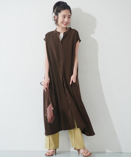 coca(coca)(コカ)の「とろみイージーケアシャツワンピース(ワンピース・レディース・ブラック/ブラウン/ブルー・M/L)」の3枚目の写真