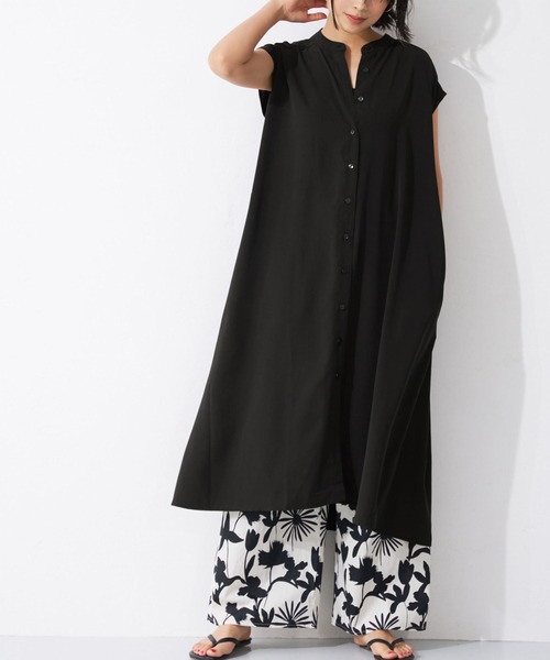 coca(coca)(コカ)の「とろみイージーケアシャツワンピース(ワンピース・レディース・ブラック/ブラウン/ブルー・M/L)」の2枚目の写真