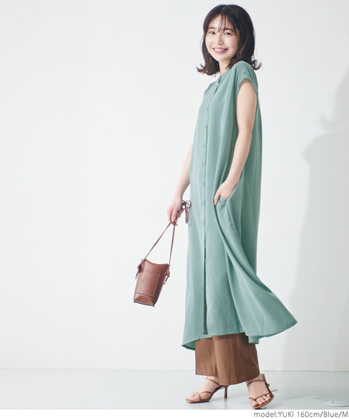 coca(coca)(コカ)の「とろみイージーケアシャツワンピース(ワンピース・レディース・ブラック/ブラウン/ブルー・M/L)」の5枚目の写真