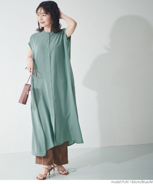coca(coca)(コカ)の「とろみイージーケアシャツワンピース(ワンピース・レディース・ブラック/ブラウン/ブルー・M/L)」の6枚目の写真