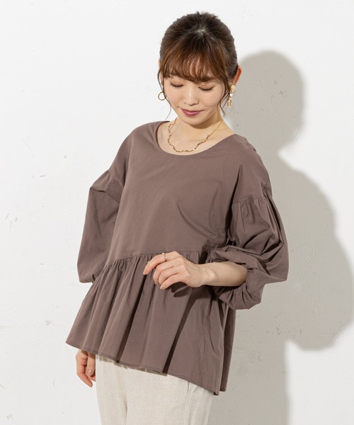 prose verse(プロズヴェール)の「アシンメトリー裾フレアブラウス(シャツ/ブラウス・レディース・ブラック/オフホワイト/ブラウン/ベージュ・フリ-)」の10枚目の写真