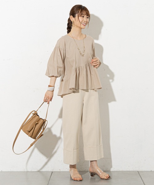 prose verse(プロズヴェール)の「アシンメトリー裾フレアブラウス(シャツ/ブラウス・レディース・ブラック/オフホワイト/ブラウン/ベージュ・フリ-)」の20枚目の写真