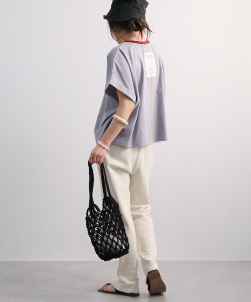 Bonjour Sagan(ボンジュールサガン)の「細ボーダーショートプルオーバー【ZOZO限定アイテム】(Tシャツ/カットソー・レディース・ベージュ/オフホワイト/サックスブルー/スミクロ・FREE)」の14枚目の写真