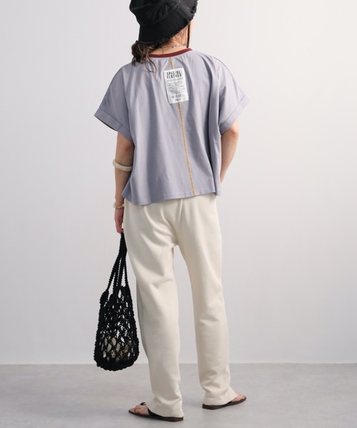 Bonjour Sagan(ボンジュールサガン)の「細ボーダーショートプルオーバー【ZOZO限定アイテム】(Tシャツ/カットソー・レディース・ベージュ/オフホワイト/サックスブルー/スミクロ・FREE)」の13枚目の写真
