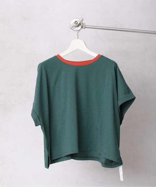 Bonjour Sagan(ボンジュールサガン)の「細ボーダーショートプルオーバー【ZOZO限定アイテム】(Tシャツ/カットソー・レディース・ベージュ/オフホワイト/サックスブルー/スミクロ・FREE)」の7枚目の写真