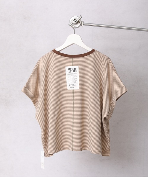 Bonjour Sagan(ボンジュールサガン)の「細ボーダーショートプルオーバー【ZOZO限定アイテム】(Tシャツ/カットソー・レディース・ベージュ/オフホワイト/サックスブルー/スミクロ・FREE)」の10枚目の写真
