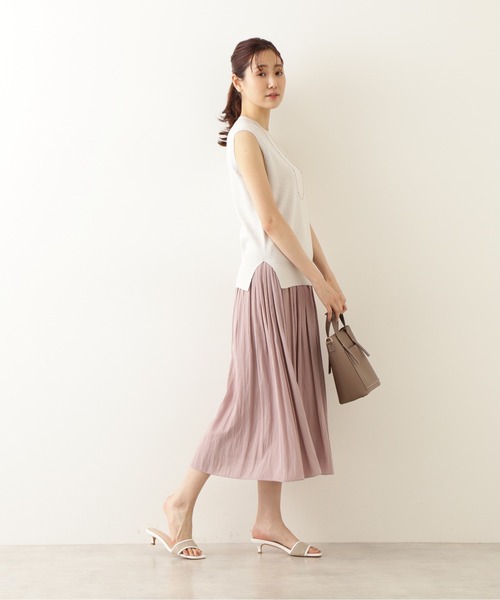 NATURAL BEAUTY BASIC（ナチュラルビューティーベーシック）の「ノースリーブ畦ニット/0171270610（ベスト・レディース・ピンク/グレー/ブラック・MEDIUM）」の15枚目の写真