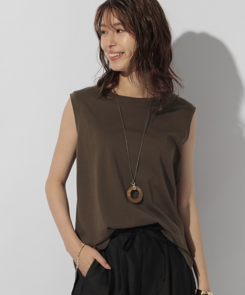 BAYFLOW(ベイフロー)の「シルケットノースリTシャツ(Tシャツ/カットソー・レディース・ブラウン/イエロー/チャコール・SMALL/MEDIUM)」の2枚目の写真