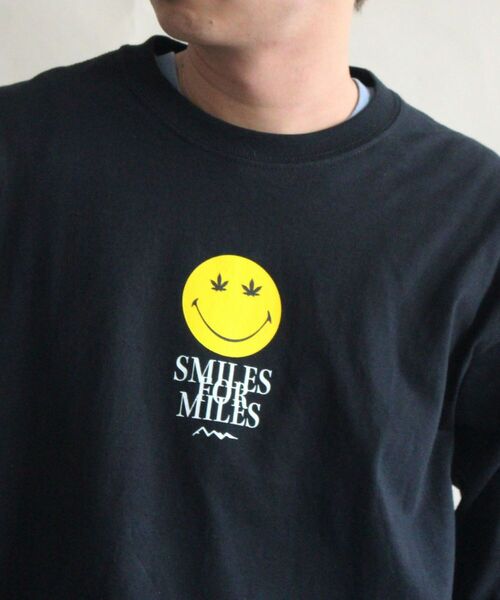 MANASTASH（マナスタッシュ）の「MANASTASH/マナスタッシュ　LEAF SMILE LS TEE リーフスマイルロングスリーブティー 7113109（Tシャツ/カットソー・メンズ・ブラック/サンドベージュ・MEDIUM/LARGE/X-LARGE）」の4枚目の写真