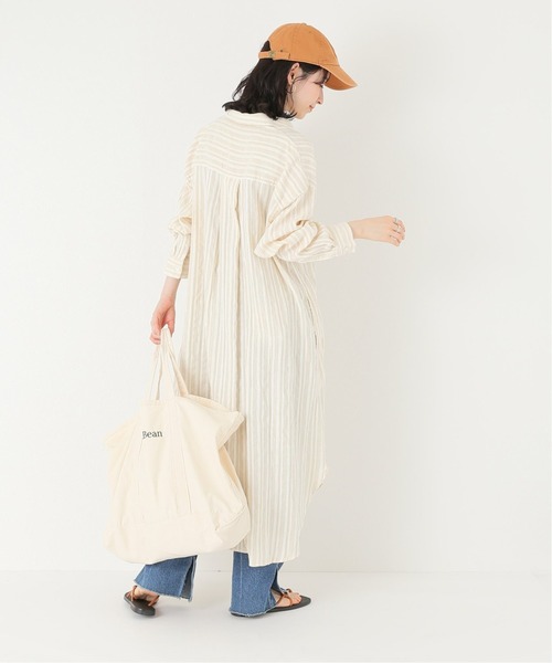 ワンピース ドレス ワンピースリネン混ストライプシャツワンピース ワンピース Simplicite シンプリシテェ のファッション