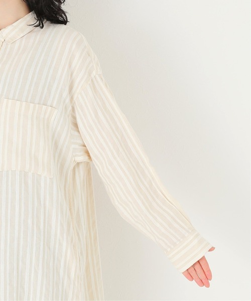 ワンピースリネン混ストライプシャツワンピース ワンピース Simplicite シンプリシテェ のファッション