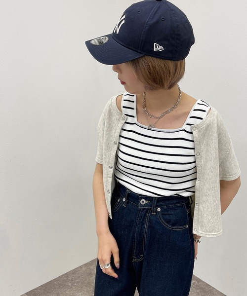 apres jour mignon（アプレジュールミニョン）の「アソートニットタンク【ZOZOTOWN限定アイテム】（タンクトップ・レディース・グリーン/ブラック系その他/ホワイト系その他/ピンク・X-LARGE/フリー）」の2枚目の写真