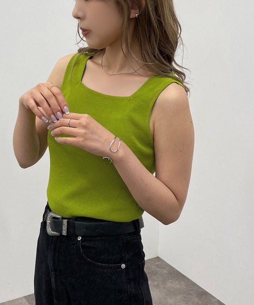 apres jour mignon（アプレジュールミニョン）の「アソートニットタンク【ZOZOTOWN限定アイテム】（タンクトップ・レディース・グリーン/ブラック系その他/ホワイト系その他/ピンク・X-LARGE/フリー）」の14枚目の写真