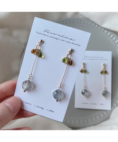 tone(トーン)の「【Favorina】fruit drop petal ピアス(MA)(ピアス(両耳用)・レディース・グリーン系その他/イエロー系その他/ピンク系その他2/ピンク系その他/レッド系その他・FREE)」の2枚目の写真