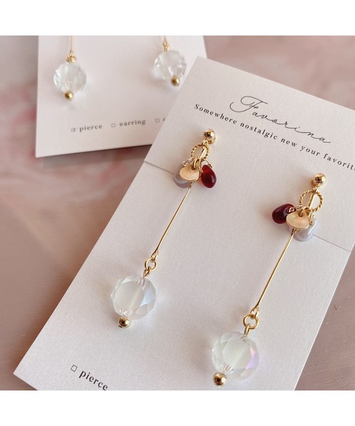 tone(トーン)の「【Favorina】fruit drop petal ピアス(MA)(ピアス(両耳用)・レディース・グリーン系その他/イエロー系その他/ピンク系その他2/ピンク系その他/レッド系その他・FREE)」の5枚目の写真