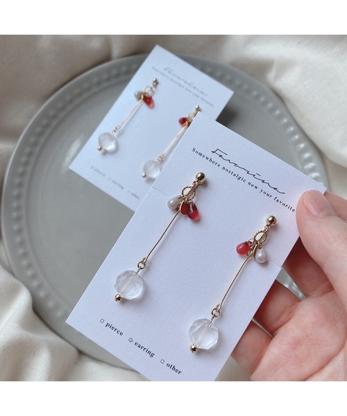 tone(トーン)の「【Favorina】fruit drop petal ピアス(MA)(ピアス(両耳用)・レディース・グリーン系その他/イエロー系その他/ピンク系その他2/ピンク系その他/レッド系その他・FREE)」の20枚目の写真