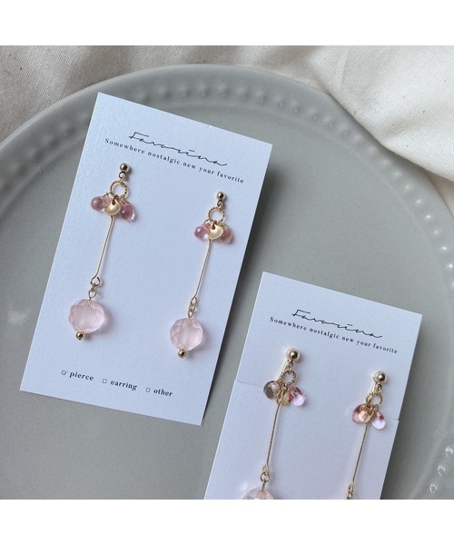 tone(トーン)の「【Favorina】fruit drop petal ピアス(MA)(ピアス(両耳用)・レディース・グリーン系その他/イエロー系その他/ピンク系その他2/ピンク系その他/レッド系その他・FREE)」の10枚目の写真