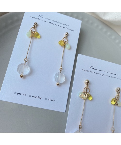 tone(トーン)の「【Favorina】fruit drop petal ピアス(MA)(ピアス(両耳用)・レディース・グリーン系その他/イエロー系その他/ピンク系その他2/ピンク系その他/レッド系その他・FREE)」の6枚目の写真