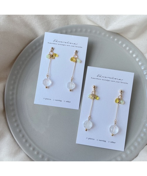 tone(トーン)の「【Favorina】fruit drop petal ピアス(MA)(ピアス(両耳用)・レディース・グリーン系その他/イエロー系その他/ピンク系その他2/ピンク系その他/レッド系その他・FREE)」の8枚目の写真