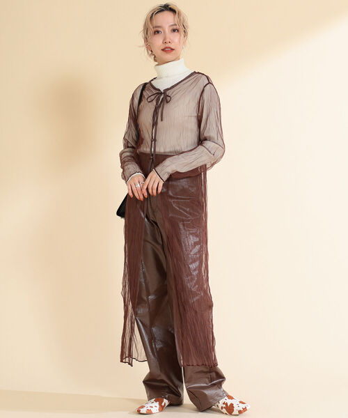 Ray BEAMS（レイビームス）の「Ray BEAMS / チュール バックボタン ワンピース（ワンピース・レディース・サックスブルー/ダークブラウン・ONE SIZE）」の2枚目の写真