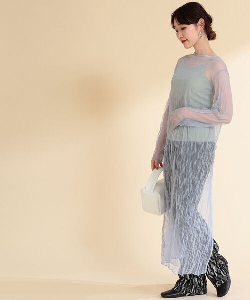 Ray BEAMS（レイビームス）の「Ray BEAMS / チュール バックボタン ワンピース（ワンピース・レディース・サックスブルー/ダークブラウン・ONE SIZE）」の10枚目の写真