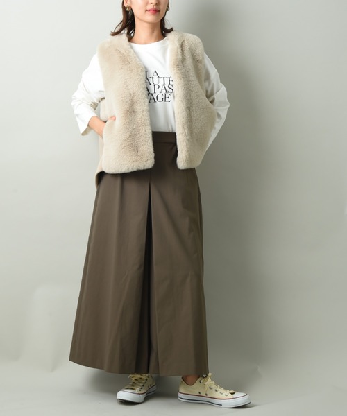 INTERPLANET（インタープラネット）の「ロングキュロットパンツ（その他パンツ・レディース・カーキ/キャメル・FREE）」の4枚目の写真