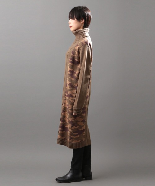 AVIREX（アヴィレックス）の「タートルボタンニットワンピース/ TURTLE BUTTON KNIT ONEPIECE（ワンピース・レディース・チャコールグレー/モカ/オレンジ・SMALL/MEDIUM）」の5枚目の写真