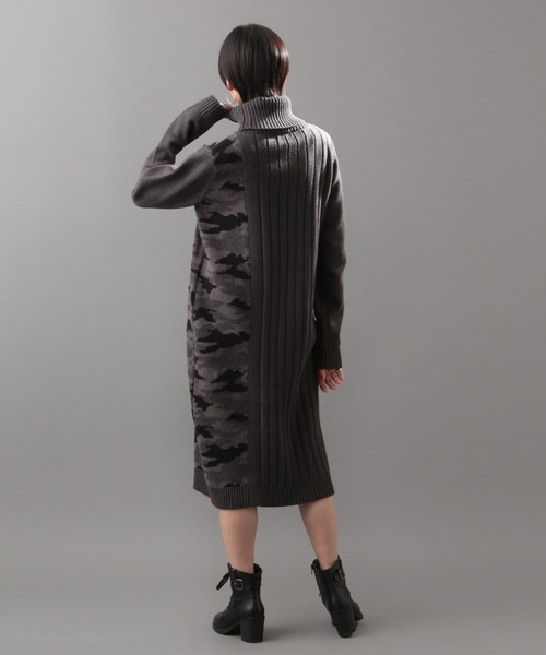 AVIREX（アヴィレックス）の「タートルボタンニットワンピース/ TURTLE BUTTON KNIT ONEPIECE（ワンピース・レディース・チャコールグレー/モカ/オレンジ・SMALL/MEDIUM）」の12枚目の写真