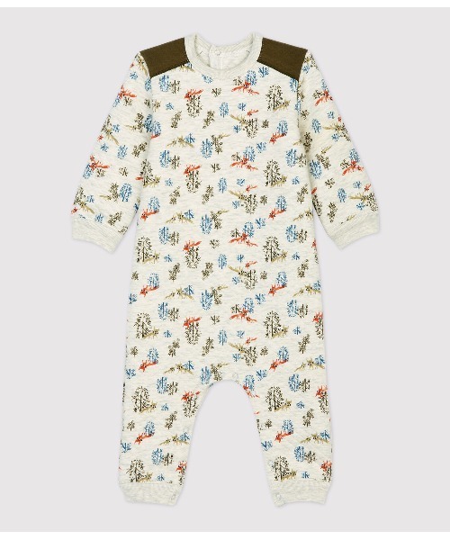 【プチバトー】チュビックキルティングフード付ロンパース チュビックキルティング長袖ロンパース