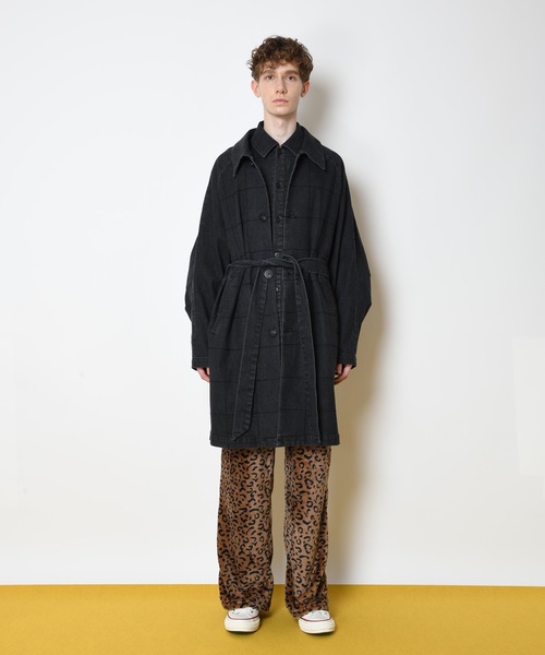 SUPERTHANKS（スーパーサンクス）の「ボックスステッチステンカラーコート■セットアップ対応■(ユニセックス)（ステンカラーコート・メンズ・ブラック/ベージュ/ブルー/ブラック系その他・S/M/L）」の14枚目の写真