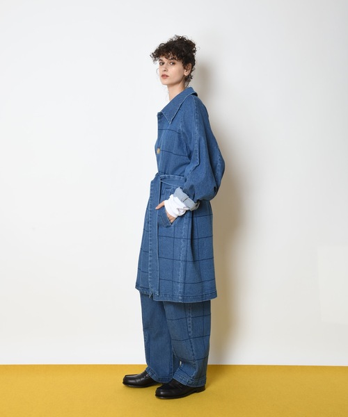 SUPERTHANKS（スーパーサンクス）の「ボックスステッチステンカラーコート■セットアップ対応■(ユニセックス)（ステンカラーコート・メンズ・ブラック/ベージュ/ブルー/ブラック系その他・S/M/L）」の17枚目の写真