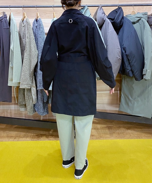 SUPERTHANKS（スーパーサンクス）の「ボックスステッチステンカラーコート■セットアップ対応■(ユニセックス)（ステンカラーコート・メンズ・ブラック/ベージュ/ブルー/ブラック系その他・S/M/L）」の12枚目の写真