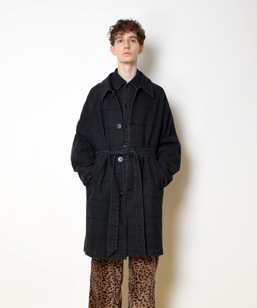 SUPERTHANKS（スーパーサンクス）の「ボックスステッチステンカラーコート■セットアップ対応■(ユニセックス)（ステンカラーコート・メンズ・ブラック/ベージュ/ブルー/ブラック系その他・S/M/L）」の6枚目の写真