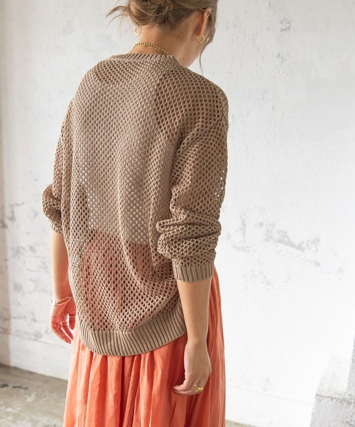 bohmal（ボマール）の「メッシュニットトップス（ニット/セーター・レディース・オフホワイト/ブラック/イエロー/ベージュ・FREE）」の3枚目の写真