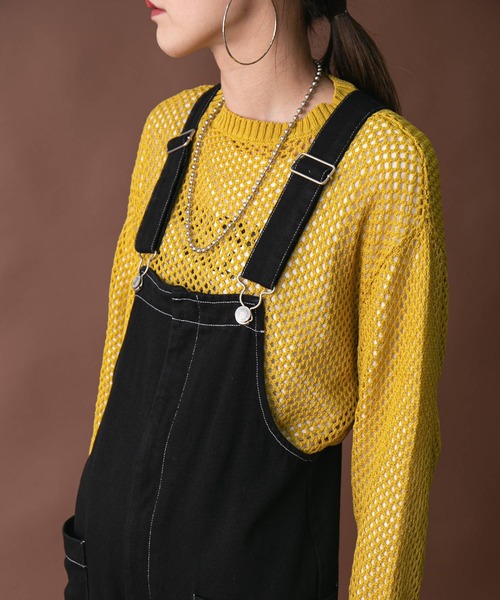 bohmal（ボマール）の「メッシュニットトップス（ニット/セーター・レディース・オフホワイト/ブラック/イエロー/ベージュ・FREE）」の4枚目の写真